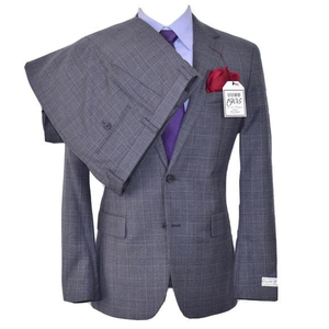 New Jos A Bank Slim Fit Plaid Check Mens 2pc Gray‎ Suit Jacket Size 40-R Pant 33